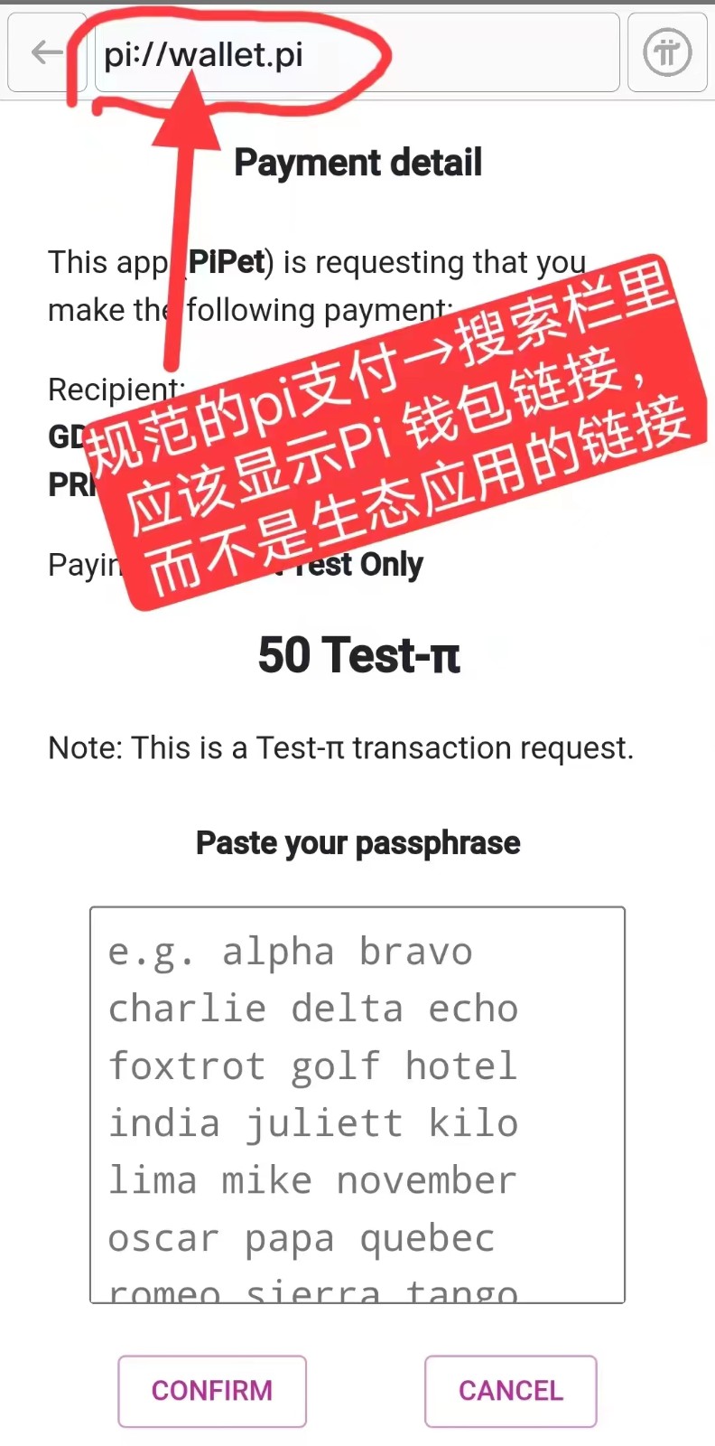 识别真假pi支付，小心被盗币